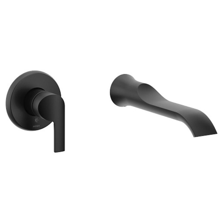 doux series - new moen wall-mount tub fillers in matte black