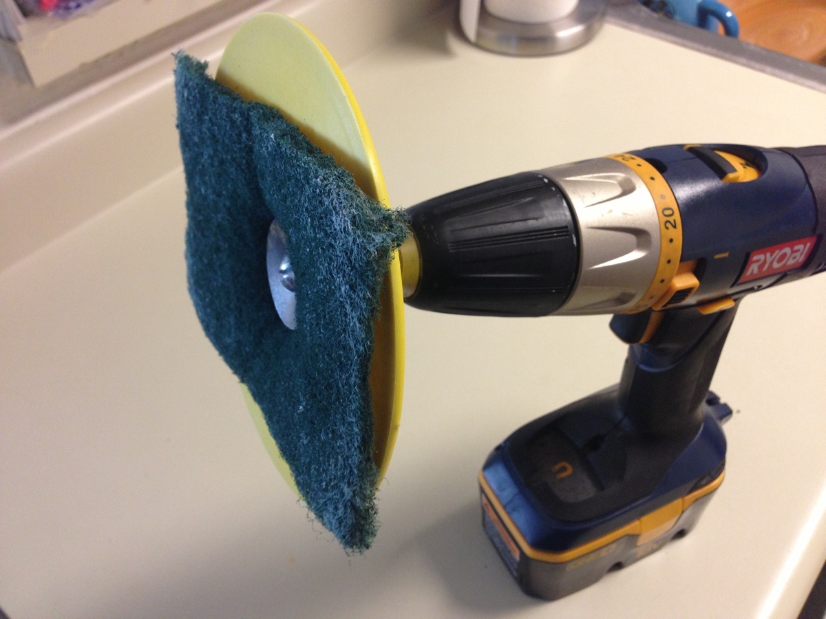 power drill modified to clean shower
