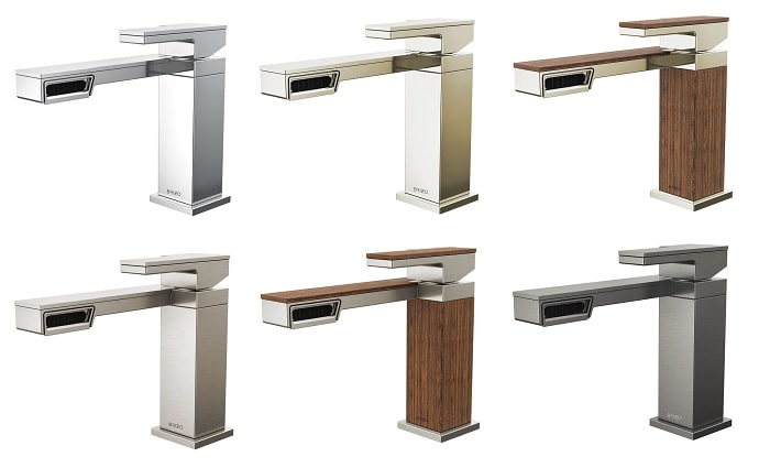视觉comparison of brizo frank lloyd wright bathroom faucets in each finish